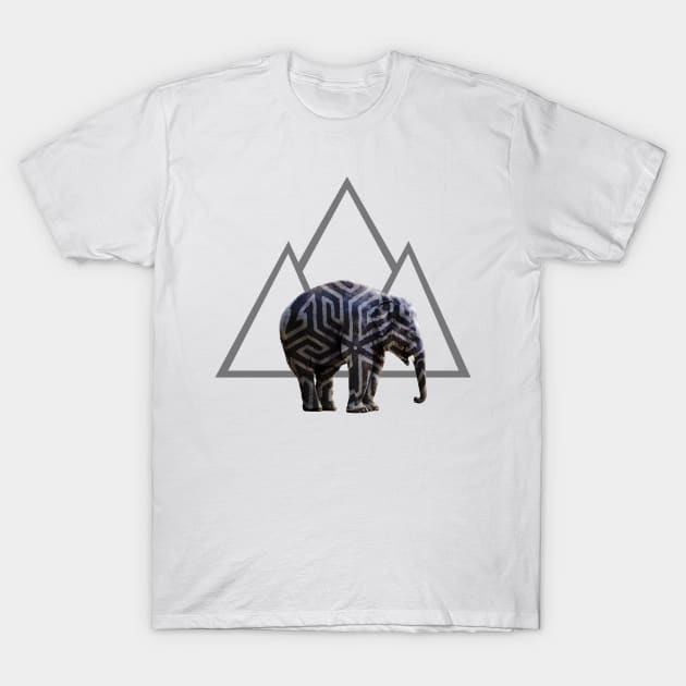 Elephant Tribe Mountain T-Shirt by i2studio